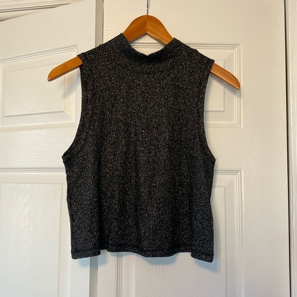 BB Dakota Tops - BB Dakota women’s mock neck dark silver ribbed tank